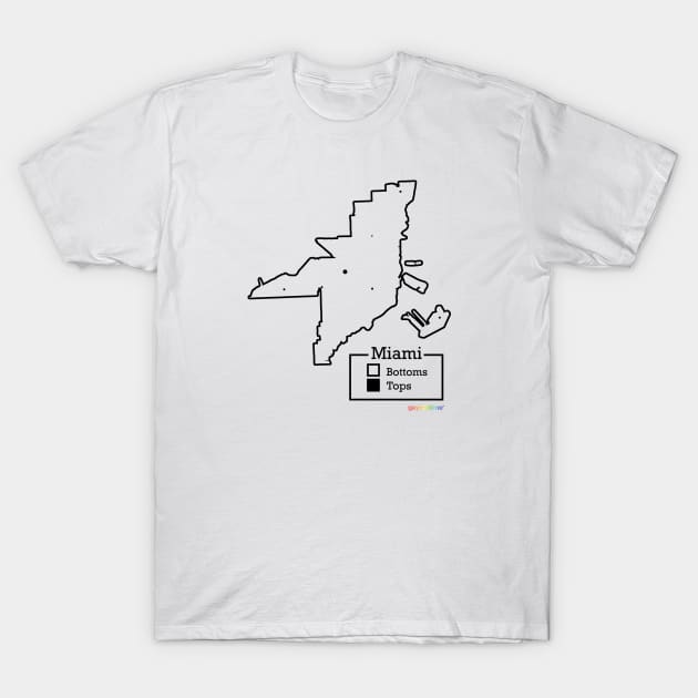 Miami Bottoms / Tops Map T-Shirt by GayOleTime